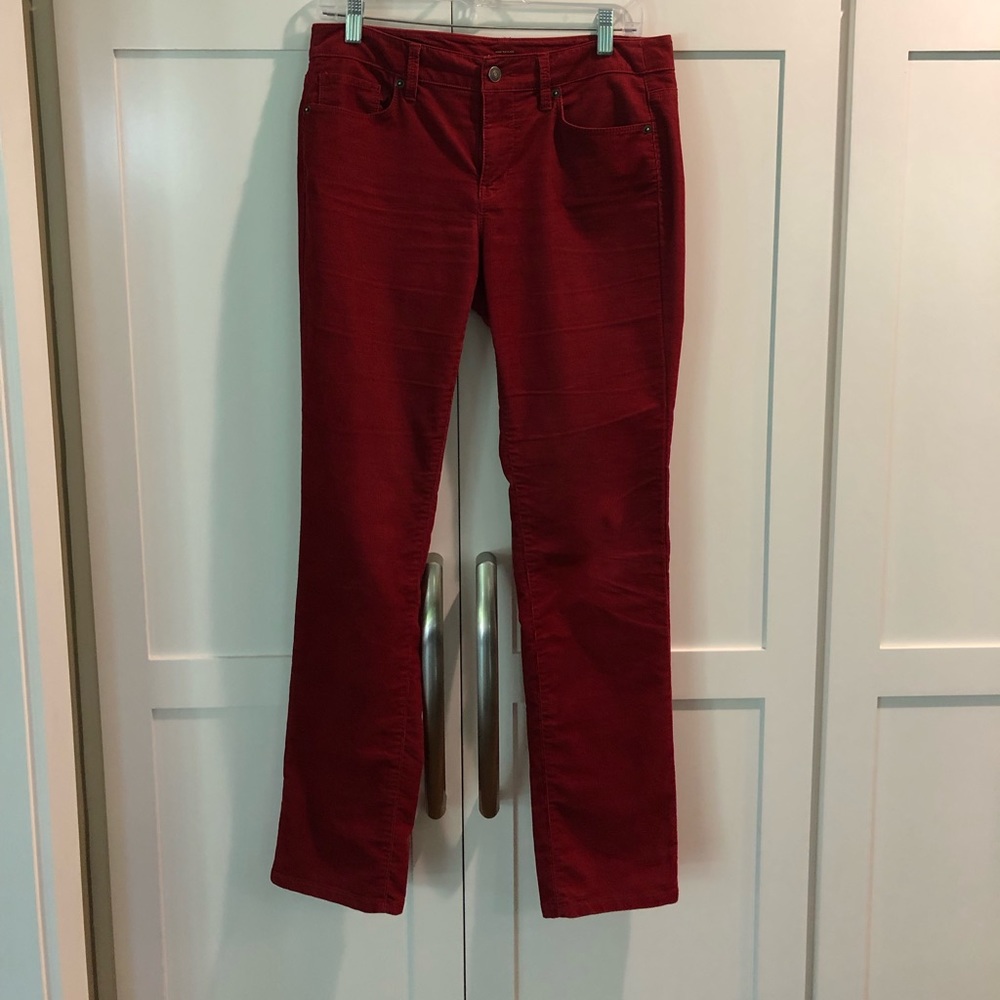 Ruby Red Modern Straight Leg Corduroy Pants